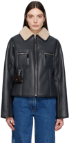 SAKS POTTS NAVY PABLO LEATHER JACKET