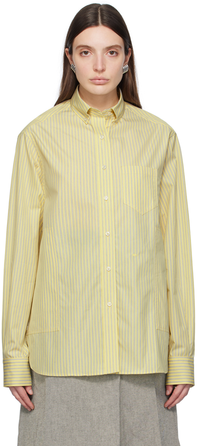 Saks Potts Yellow William Shirt In Muted Yellow Stripe