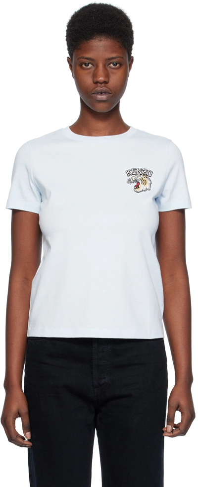 Kenzo Tiger Varsity Organic Cotton T-shirt In Blanc Casse