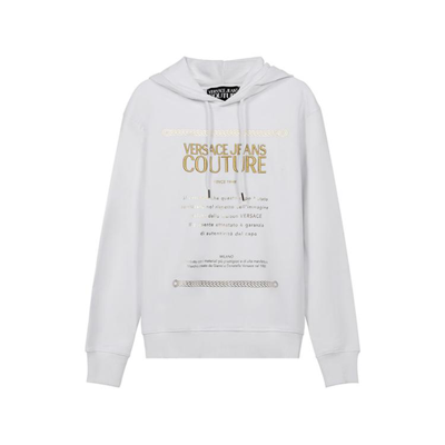 Versace Jeans Couture 男士棉质加绒款连帽卫衣运动衫 71gait10 Cf00t In White