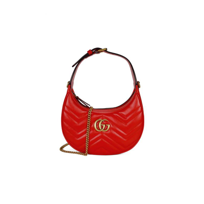 Gucci 【双12提前购】古驰新款女包gg Marmont半月形迷你羊皮单肩包腋下包 699514-dtdht In Red