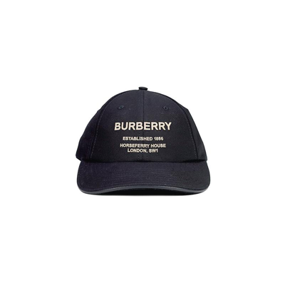 Burberry 【3期免息】博柏利新款男装街头风horseferry刺绣字母印花棒球帽鸭舌帽  8057625 In Black