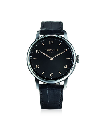 Locman Designer Men's Watches Men's 1960 Black Solo Tempo Steel Watch In Noir