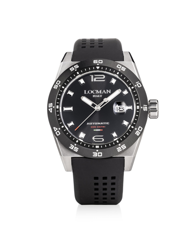 Locman Designer Men's Watches Men's Black Stealth 300 Mt Titanium Watch Auto In Noir
