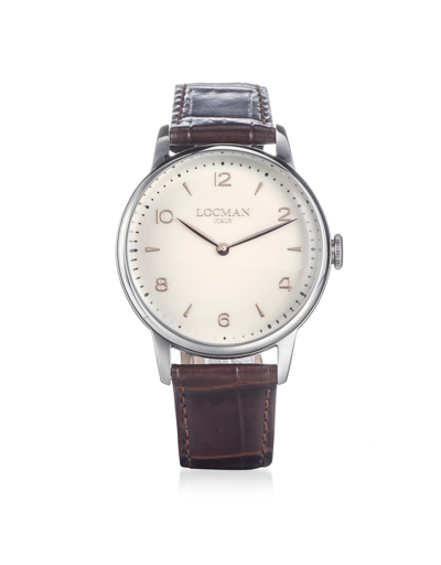 Locman Designer Men's Watches Men's 1960 Brown Solo Tempo Steel Watch In Marron