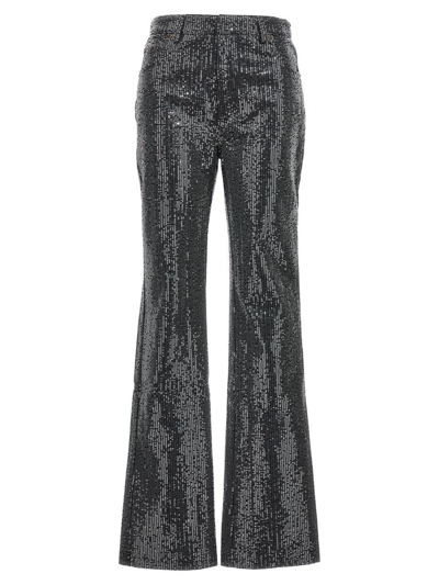 Rotate Birger Christensen Flared Sequin Embellished Jeans With Belt Loops In Black  
