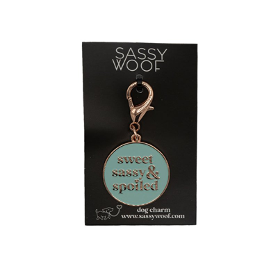 Sassy Woof Dog Collar Tag In Green