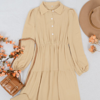 Anna-kaci Collared Button Front Tiered Dress In Brown
