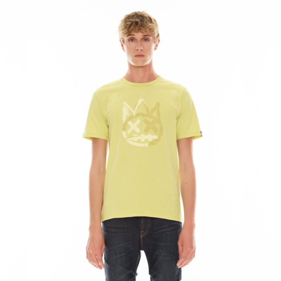 CULT OF INDIVIDUALITY SHIMUCHAN BRUSHED LOGO SHORT SLEEVE CREW NECK TEE 26/1'S IN CANARY