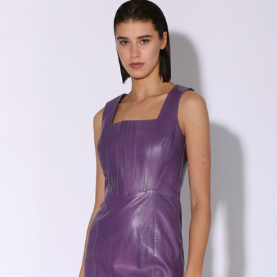 Walter Baker Libra Leather Dress In Purple