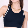 Anna-kaci Scoop Neck Contrast Sports Bra In Black