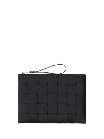 Bottega Veneta Pouch In Black-silver