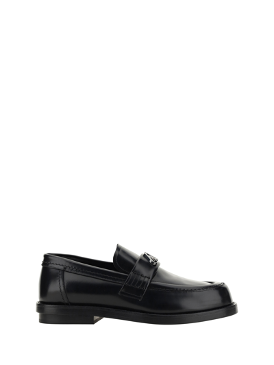 Alexander Mcqueen Leather Loafers In Black/gunmental