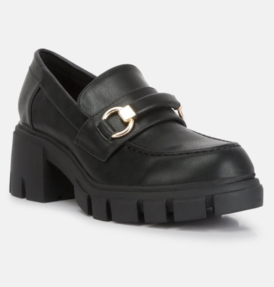 Rag & Co Evangeline Womens Chunky Platform Loafers In Black