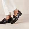 ALOHAS RIVET BRUSHED COFFEE BROWN LEATHER LOAFERS