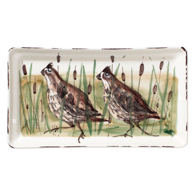 Vietri Wildlife Quail Rectangular Platter In Brown