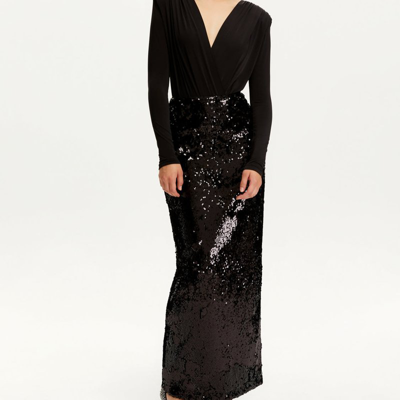 Nocturne Sequined Maxi Skirt In Black
