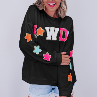 Threaded Pear Howdy Patch Graphic Casual Sweatshirt In Black