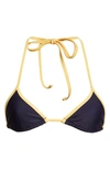Miaou Jo String Triangle Bikini Top In Midnight