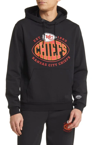 Hugo Boss Boss X Nfl Cotton-blend Hoodie With Collaborative Branding In Black