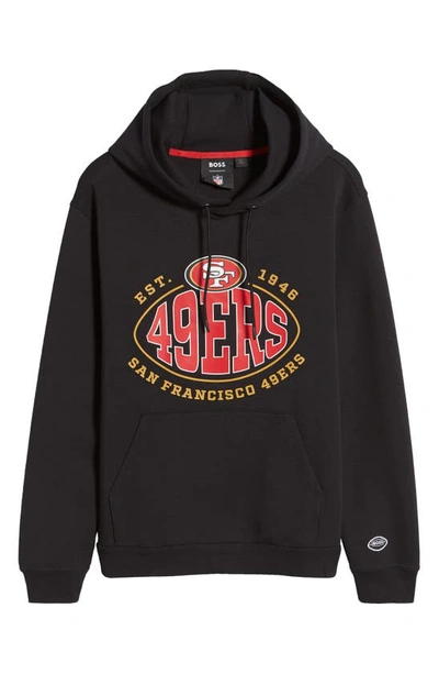 Hugo Boss X Nfl 49ers Pullover Hoodie In Charcoal
