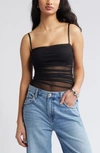 OPEN EDIT RUCHED MESH CAMISOLE
