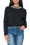 Gibsonlook Soirée Imitation Pearl Embellished Sweater In Black