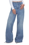 GOOD AMERICAN GOOD EASE CRYSTAL EMBELLISHED WIDE LEG JEANS