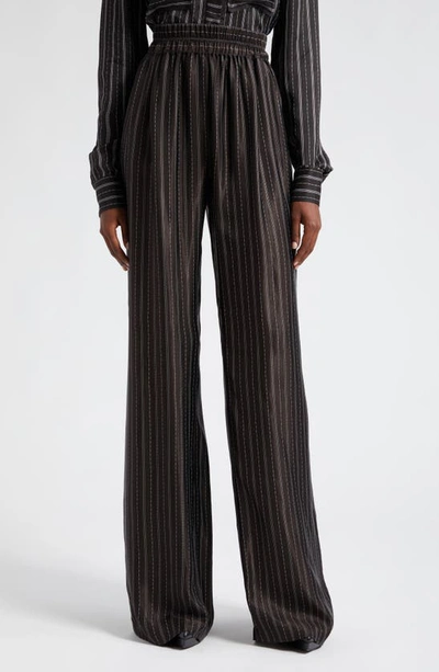 Ramy Brook Women's Anahi Dash Stripe Pants In Black Satin Striped Twill