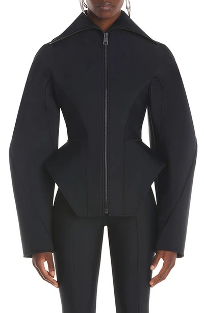 MUGLER FLARE HEM SCUBA FITTED JACKET