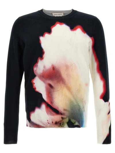 Alexander Mcqueen Solarised Flower Jumper In Black/multicolor