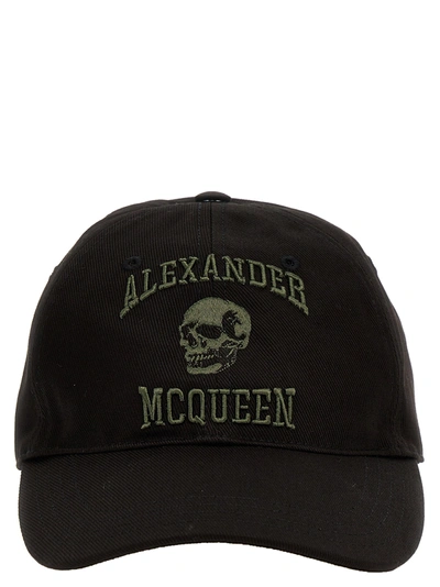 Alexander Mcqueen Varsity Skull Hats In Black