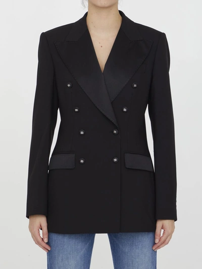 Dolce & Gabbana Wool And Duchesse Tuxedo Jacket In Black