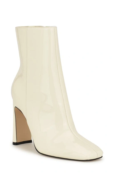 Nine West Women's Tiddo Square Toe Flared Heel Dress Booties In Cream Patent