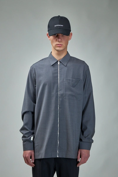 Givenchy Boxy Fit Zip Shirt In Gray