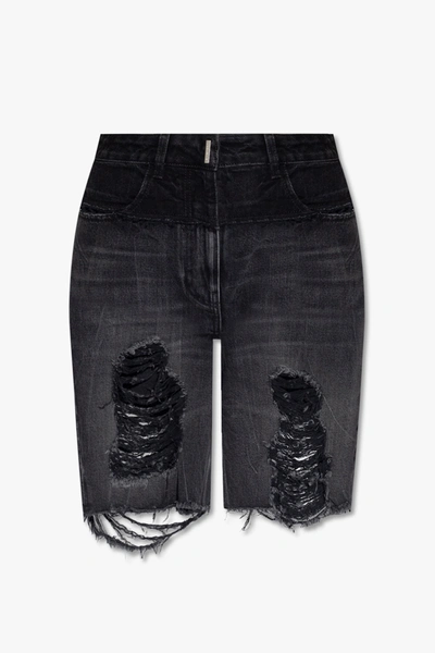 Givenchy Distressed Denim Bermuda Shorts In New