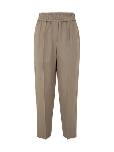 Brunello Cucinelli High Neck Long Sleeves Brushed Cashmere In Beige