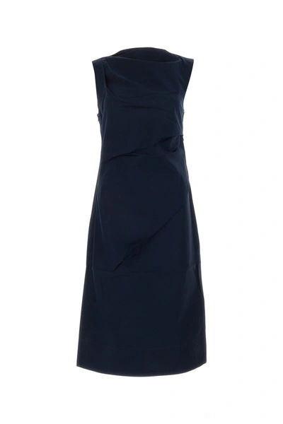 Co Gathered Sleeveless Midi Dress In Navy