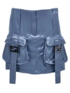 Fendi Cargo Pockets Satin Mini Skirt In Blue