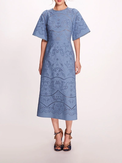 Marchesa Dhalia Midi Dress In Blue