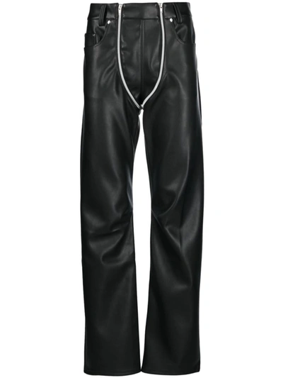 Gmbh Faux-leather Slim-cut Trousers In Black