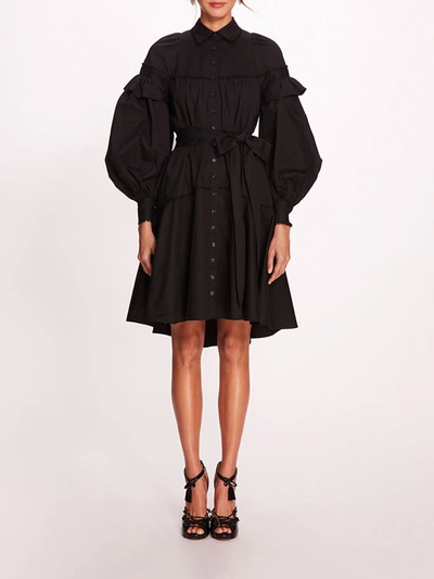 Marchesa Laurel Shirtdress In Black