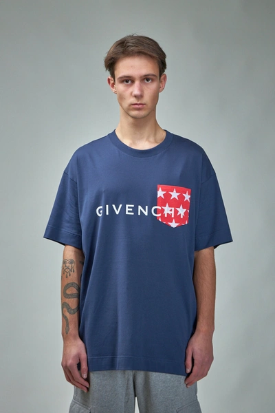 Givenchy T-shirt With Pocket In Blue