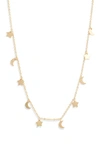 Knotty Sun, Moon & Stars Charm Necklace In Gold