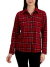 TOMMY HILFIGER WOMENS COLLARED PLAID BUTTON-DOWN TOP