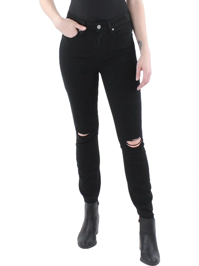 Paige Margot Womens Distressed Cropped Ankle Jeans In Black