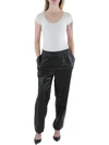 ANNE KLEIN WOMENS FAUX LEATHER SLIM ANKLE PANTS