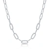 Simona Sterling Silver Or Gold Plated Over Sterling Silver 5mm Cz Paperclip Necklace In Silver