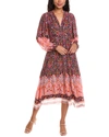 Kobi Halperin Skye Floral Border Print Midi Dress In Black