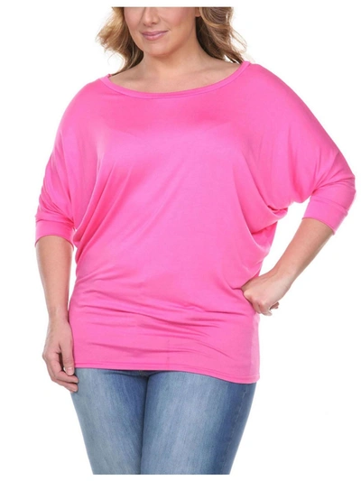 White Mark Plus Womens Chiffon Embellished Pullover Top In Pink